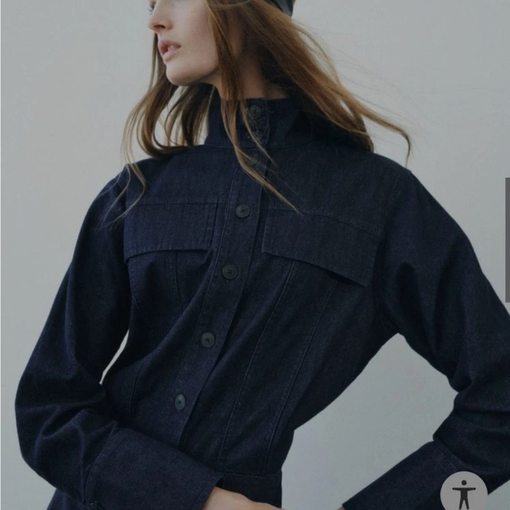 Zara Chic Denim Button-Up Dress XS - Picture 3 of 7